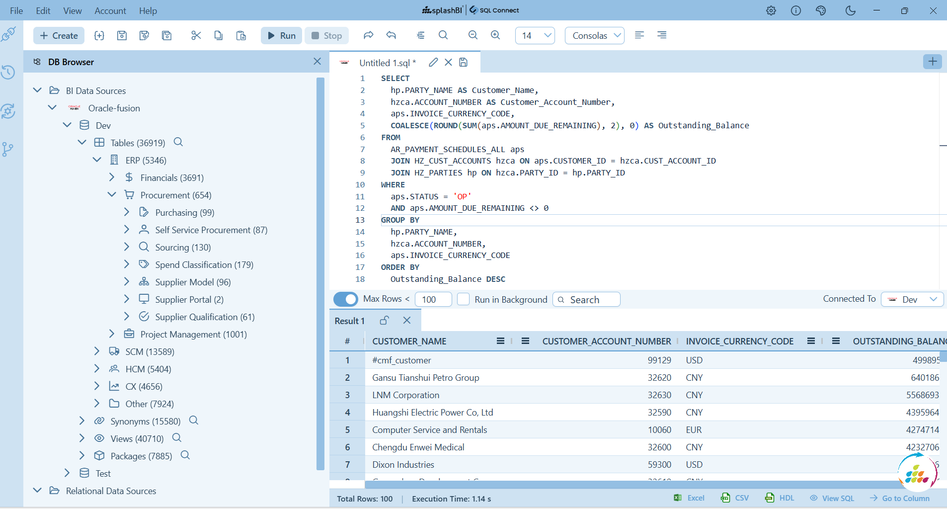 SQL Workspace screenshot